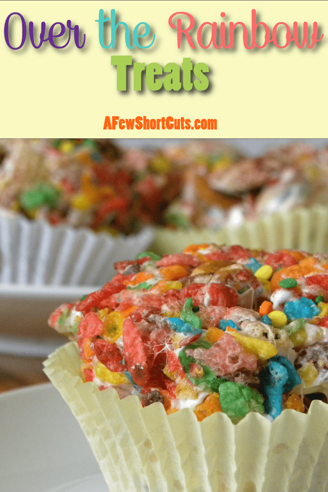 Rainbow treats in a yellow cupcake holder