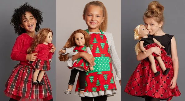 Dollie & Me Girl Mommy and Doll Matching Christmas Apron Clothes American Girl 