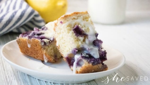Photo of lemon blueberry bread on a plate