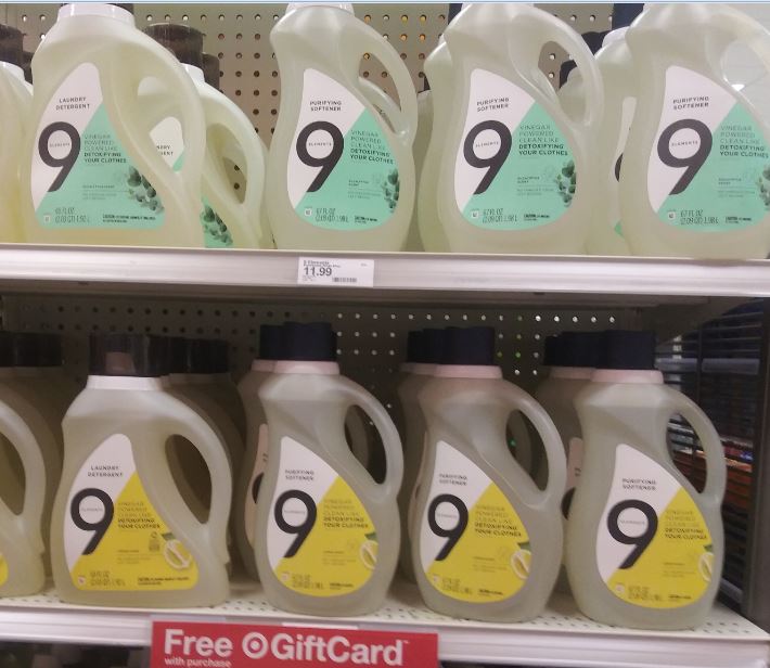 Photo of 9 Elements Laundry Products on the shelf at Target