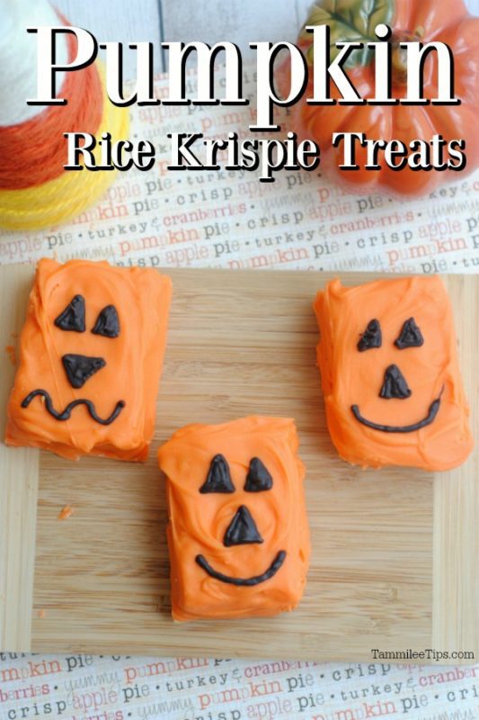 Halloween Recipe for Pumpkin Rice Krispies treats