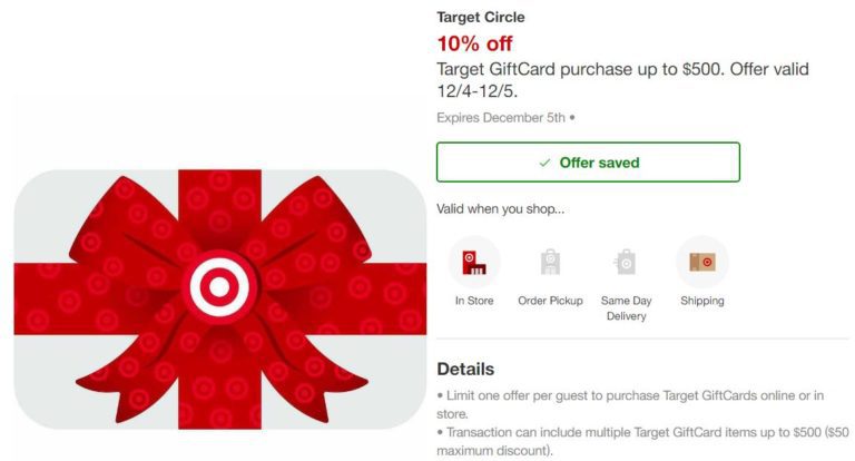 Gift Card Target Circle Offer