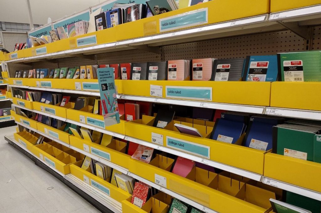 Row of school supplies at Target