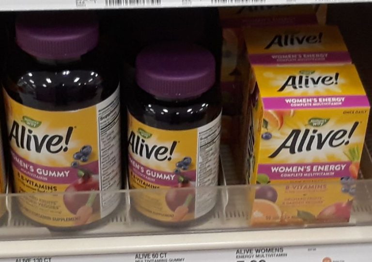 Alive Vitamins on a shelf at Target