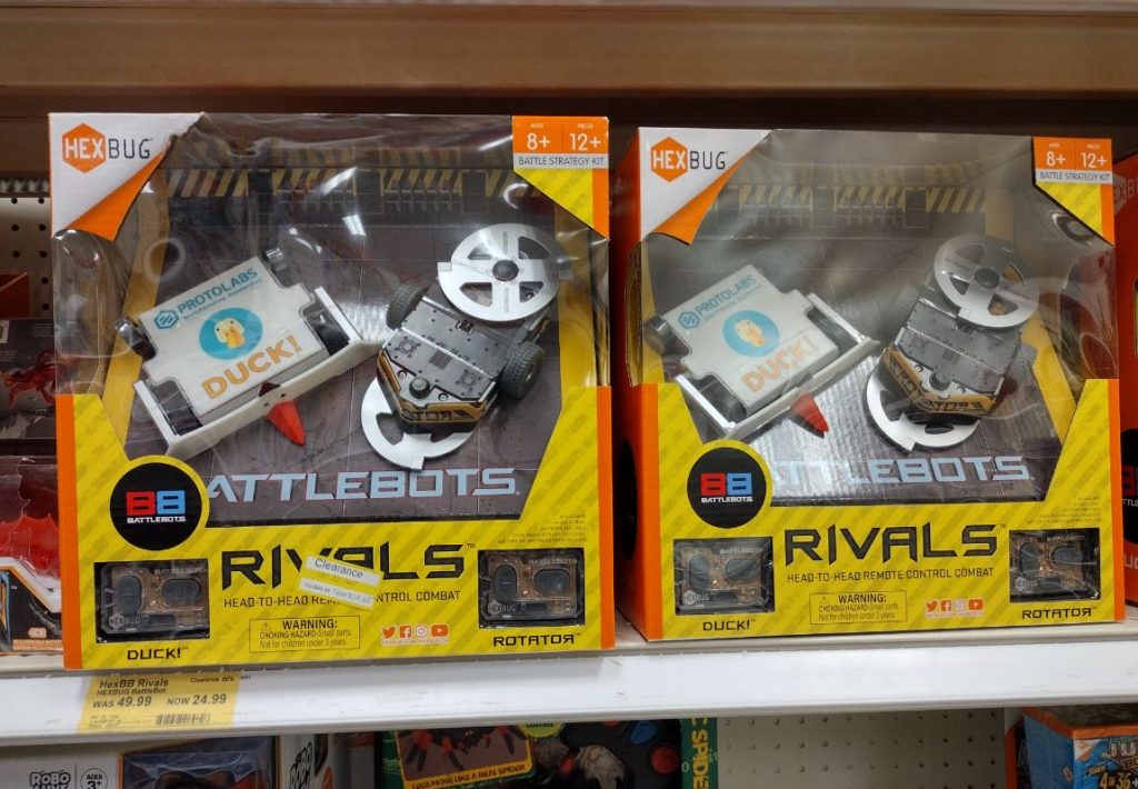 Clearance Battlebots on a shelf at Target