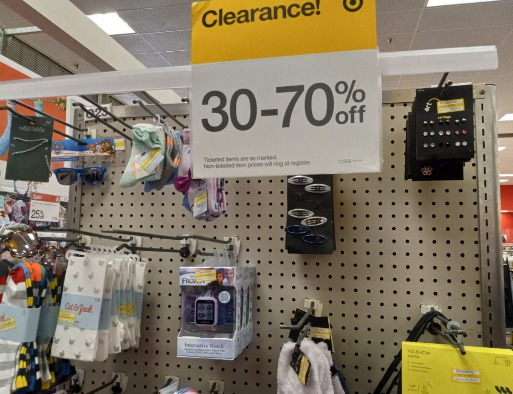 End cap of clearance kids accessories at Target