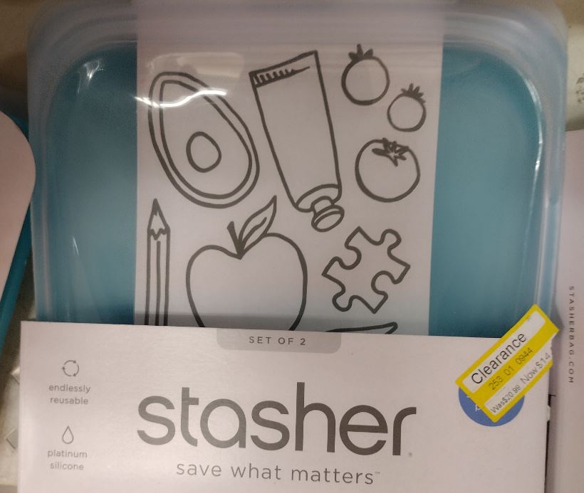 Clearance Stasher bags on a shelf at Target