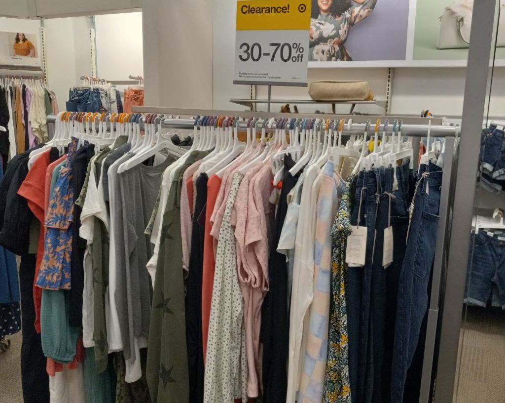 Rack of womens apparel at Target