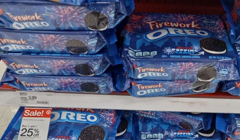 Firework Oreo Cookies on a shelf at Target
