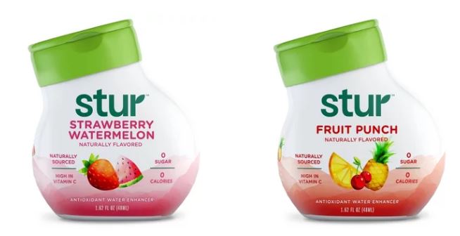 Two bottles of Stur Water Enhancers