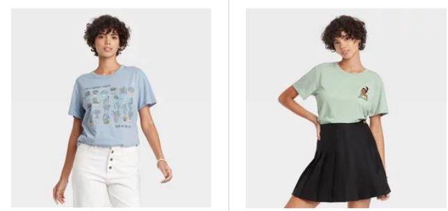 Womens apparel items at Target