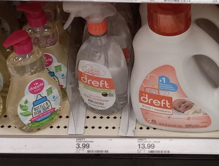 Dreft products on the shelf at Target