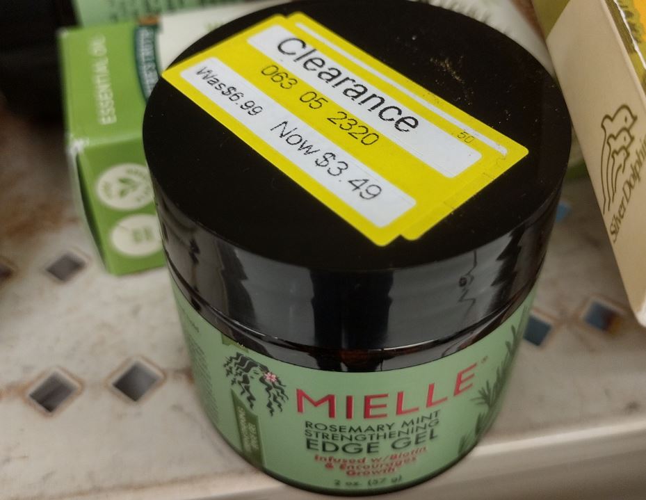Target Clearance in Health and Beauty including Mielle hair products on a shelf.