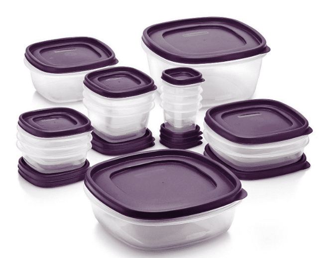 Rubbermaid food storage set with amethyst lids