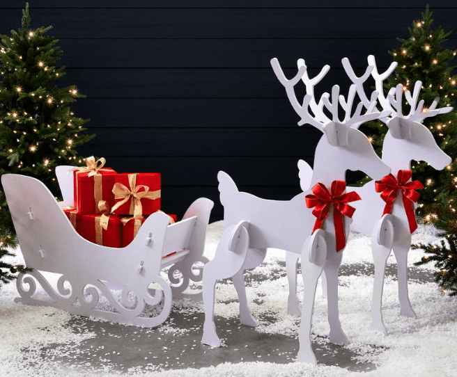 Two Reindeer pulling a sleigh out door decor included in the Target Daily Deal