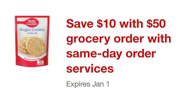 Target Grocery purchase offer for $10 off $50 of groceries