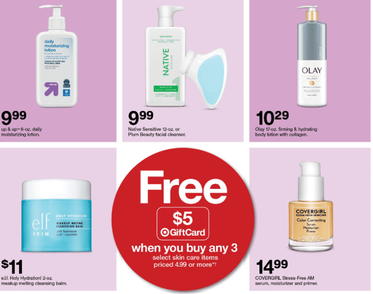 Curel Lotion and more items included in the Target Ad Gift Card deal