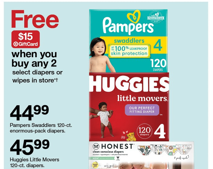 Target diaper gift card deal featured in the ad