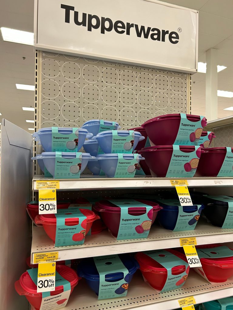 Tupperware clearance on an end cap at Target