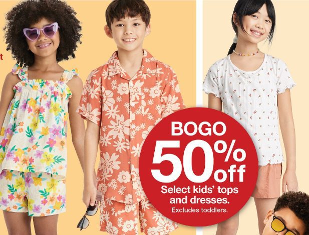 Kids modeling clothes included in the kids apparel savings at Target