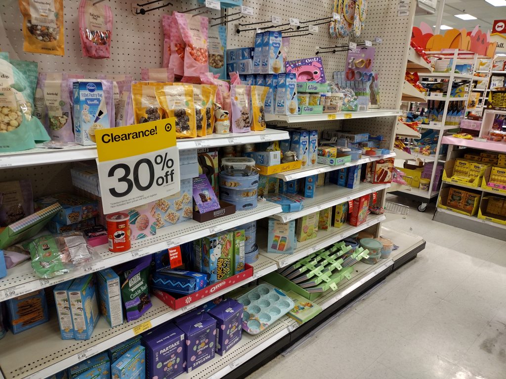 rows of Target easter clearance on candy