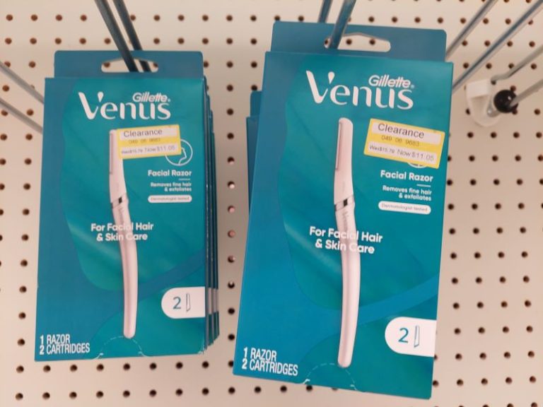 Gillette Venus razors on a pegboard at Target