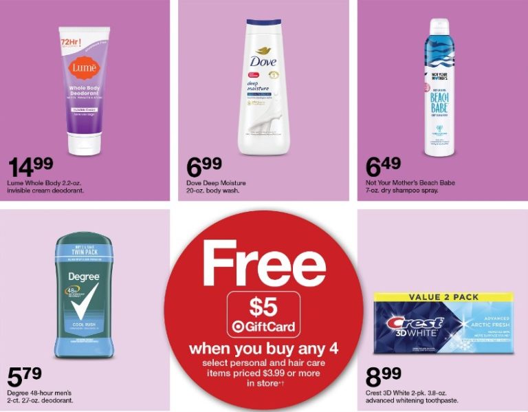 Personal products included in the gift card deal that includes Axe Deodorant Savings at Target