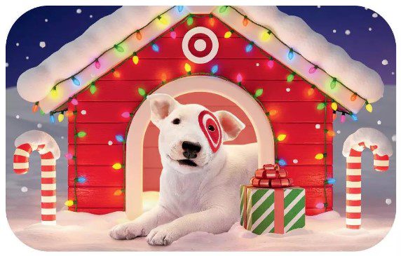 Target Gift Card with Bullseye in a doghouse