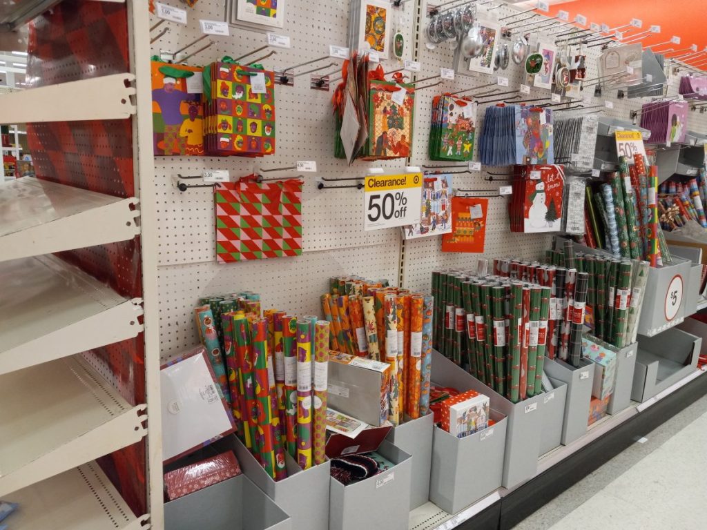 wrapping paper included in the Holiday Clearance at Target 