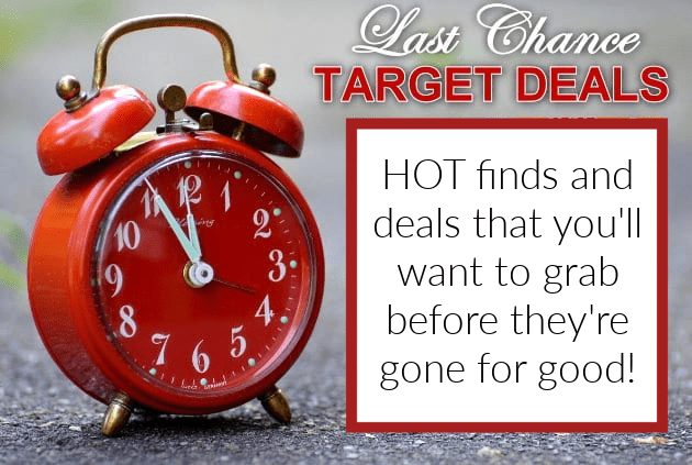Alarm clock with banner advertising last chance target deals thru 3-2