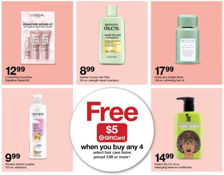 hair care products included in the gift card deal at Target