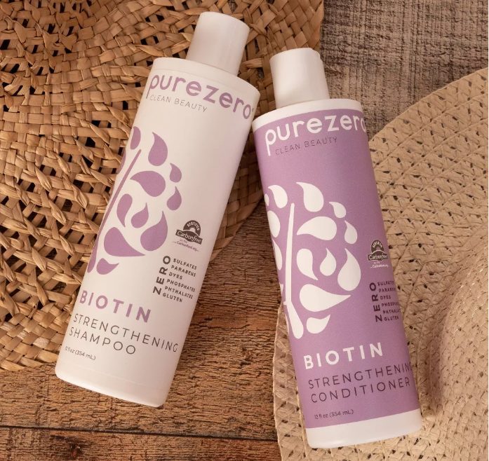 Purezero hair products on top of straw hats