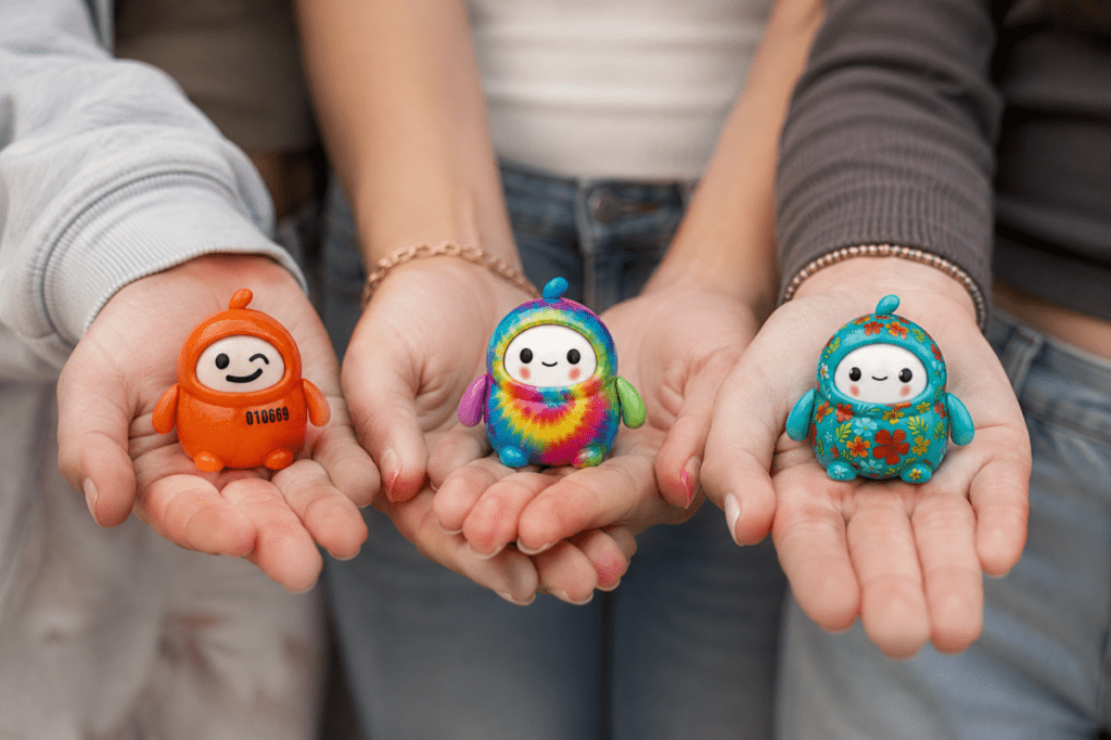 kids holding out their hands holding the new LamaTama toys